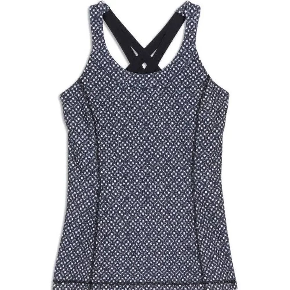 Lululemon Enhearten Millie Mesh Black White Criss Cross Tank 4